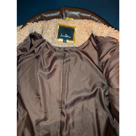 Sam Edelman Faux Shearling Mid length Coat Jacket Large - Picture 3 of 6